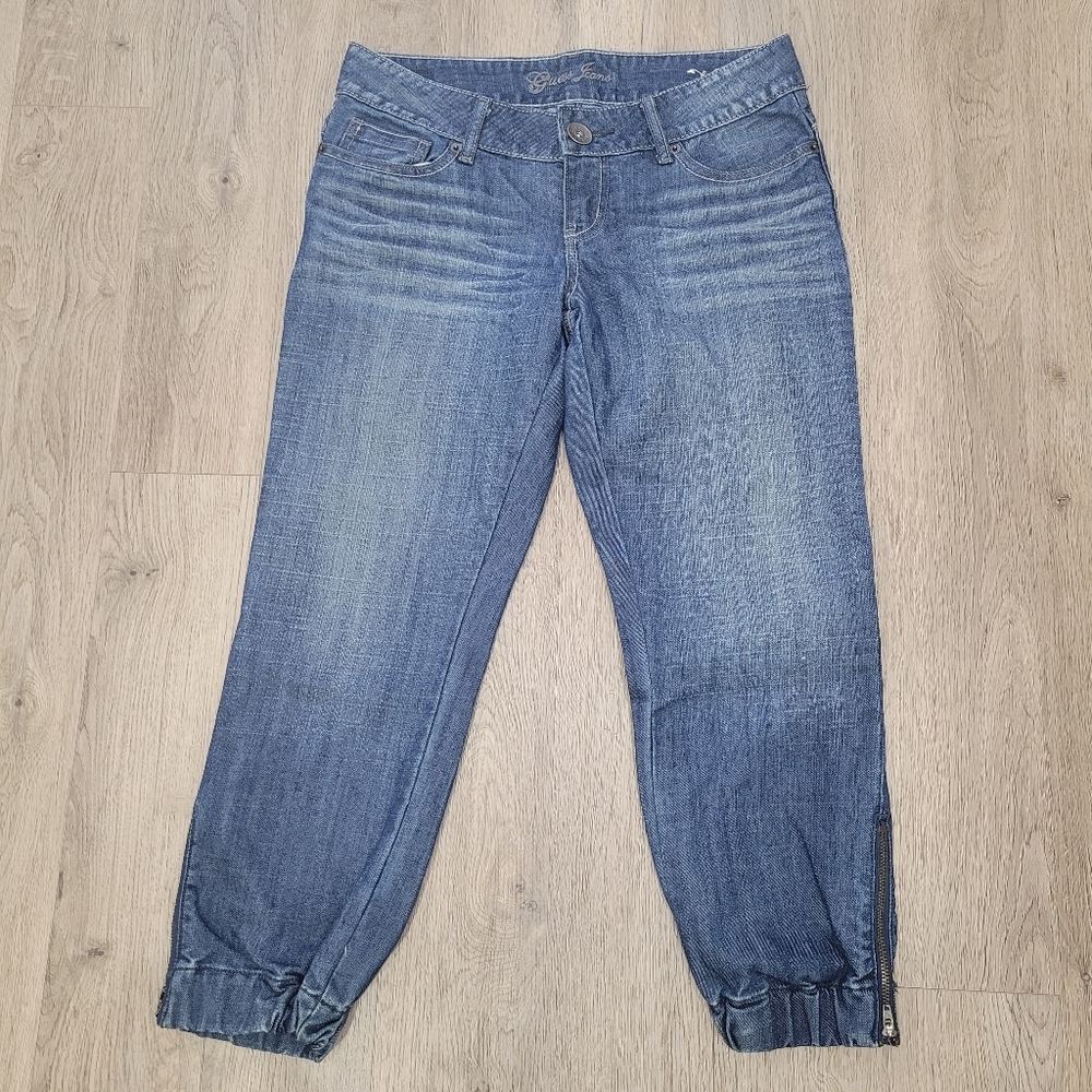 Women's Blue Capri Jeans Low Rise
